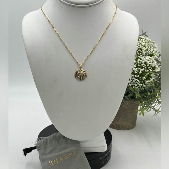Shashi Magical Pegasus Coin Charm 18K Gold Plated Long Necklace USA Made - Picture 2 of 13